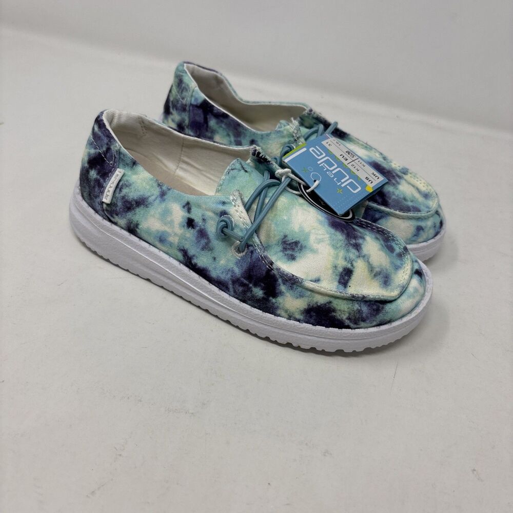 Hey Dude Wendy Youth Tie Dye Ocean Storm Girls Size K12 Slip On Shoes NWT